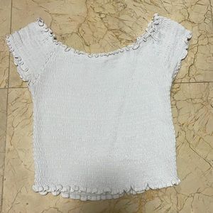 brandy melville off the shoulder ruffle crop top